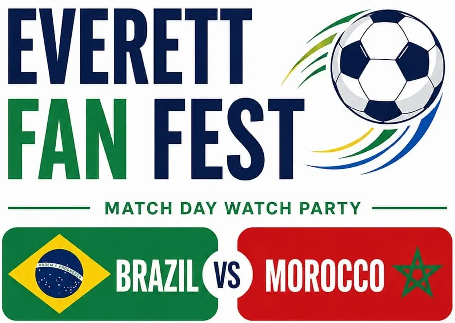 Everett invita a la comunidad a vivir el Brasil vs. Marruecos en una gran fiesta del fútbol este sábado