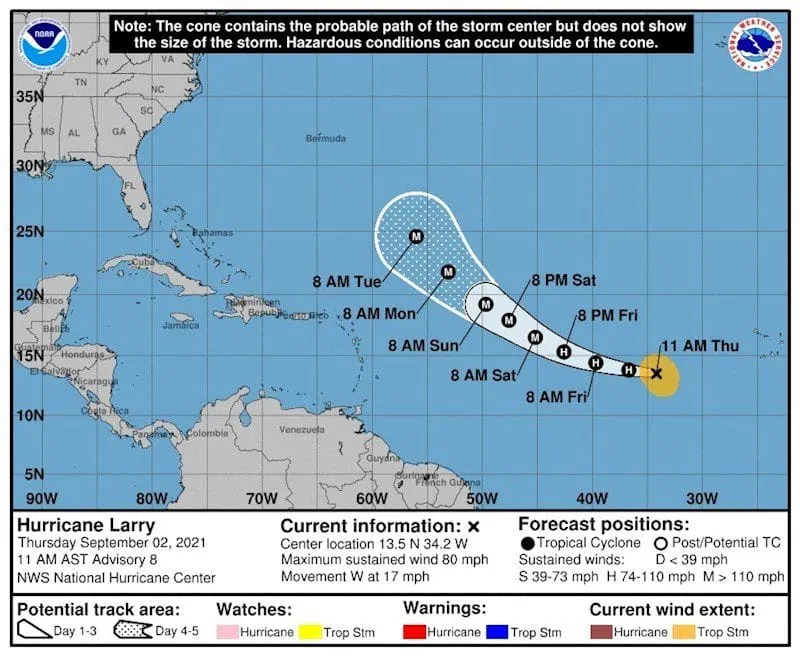 Huracán Larry en el Atlántico