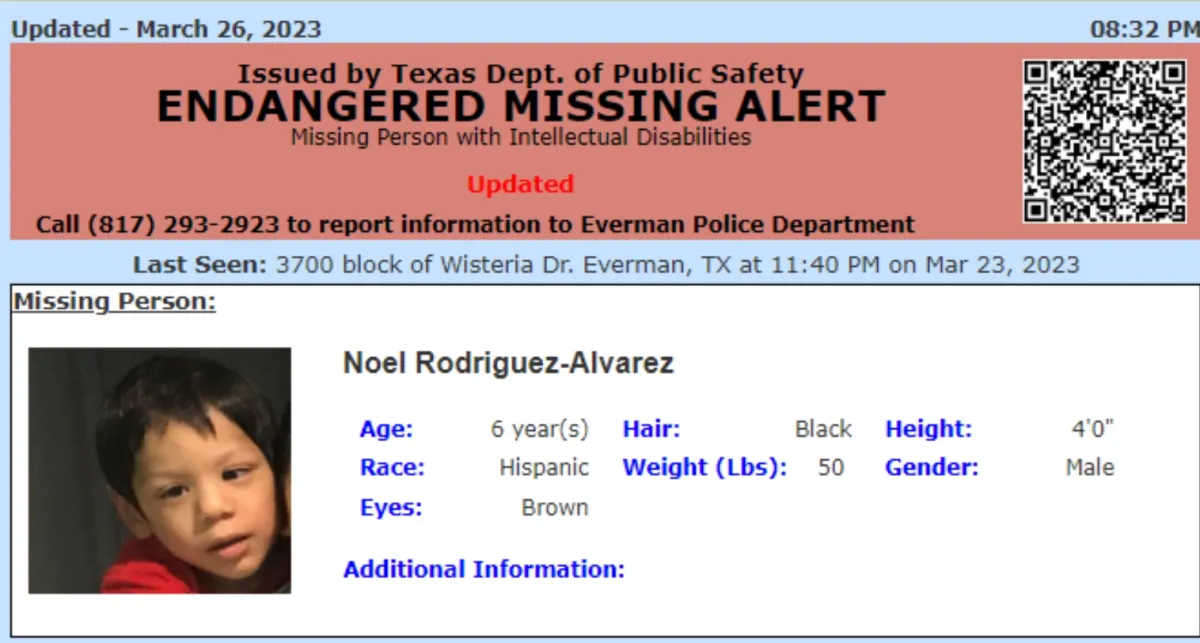 En Texas hay un niño hispano desaparecido y su familia abandonó el país