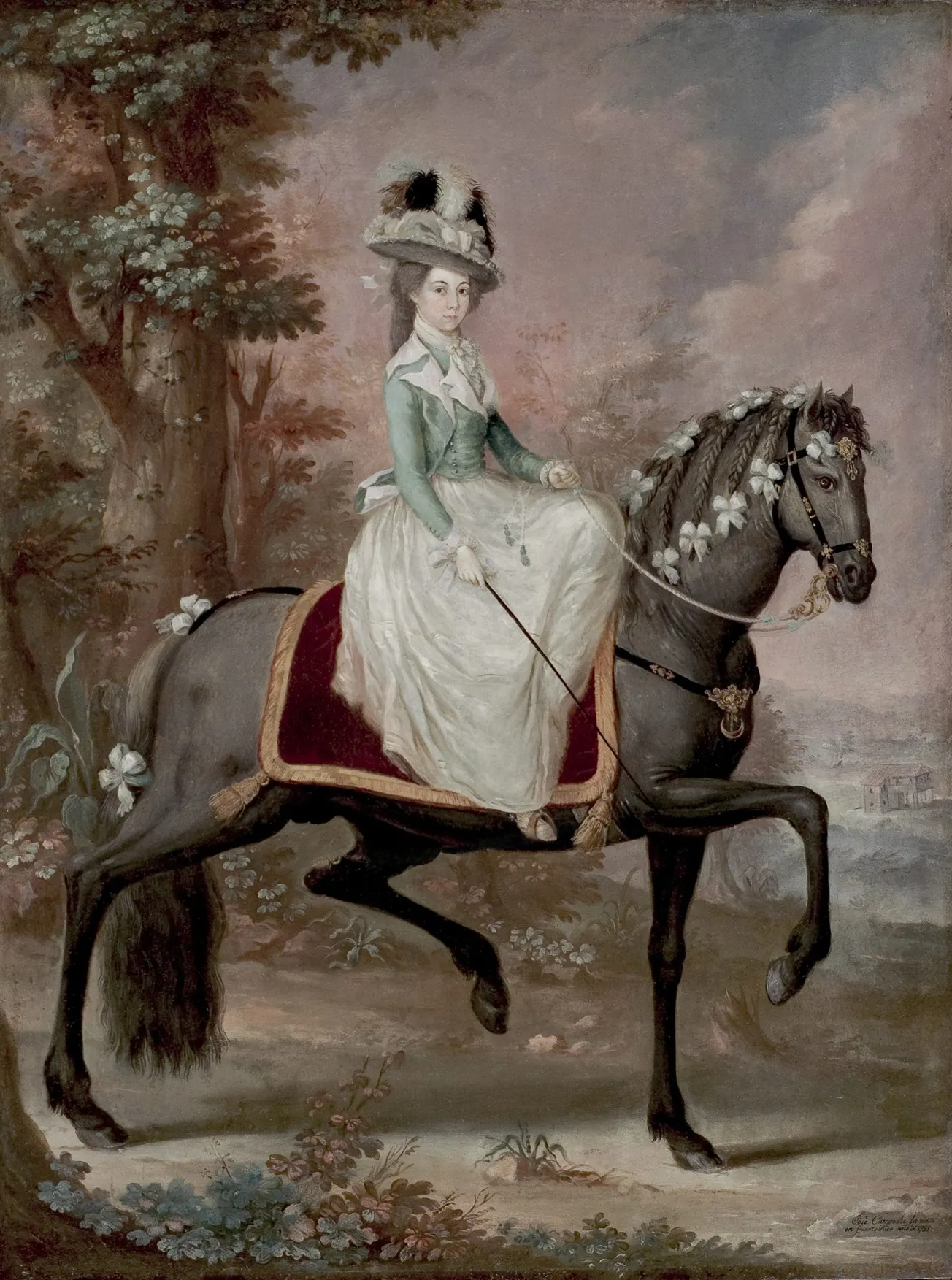 Lady on Horseback. José Campeche y Jordán. (Puerto Rican, 1751 – 1809).1785. Oil on panel.* Museo de Arte de Ponce. The Luis