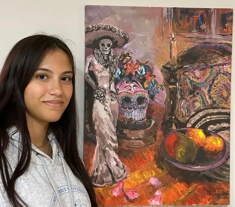 Alexandra Oviedo, ganadora del concurso de pintura de las escuelas de Brookline. Foto: Sandra Cerda.