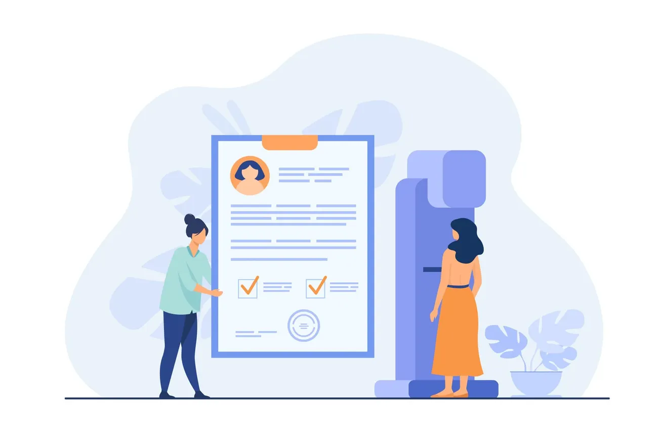 Mujer parada en la máquina de mamografía para examen y diagnóstico de enfermedades. Foto: Freepik.