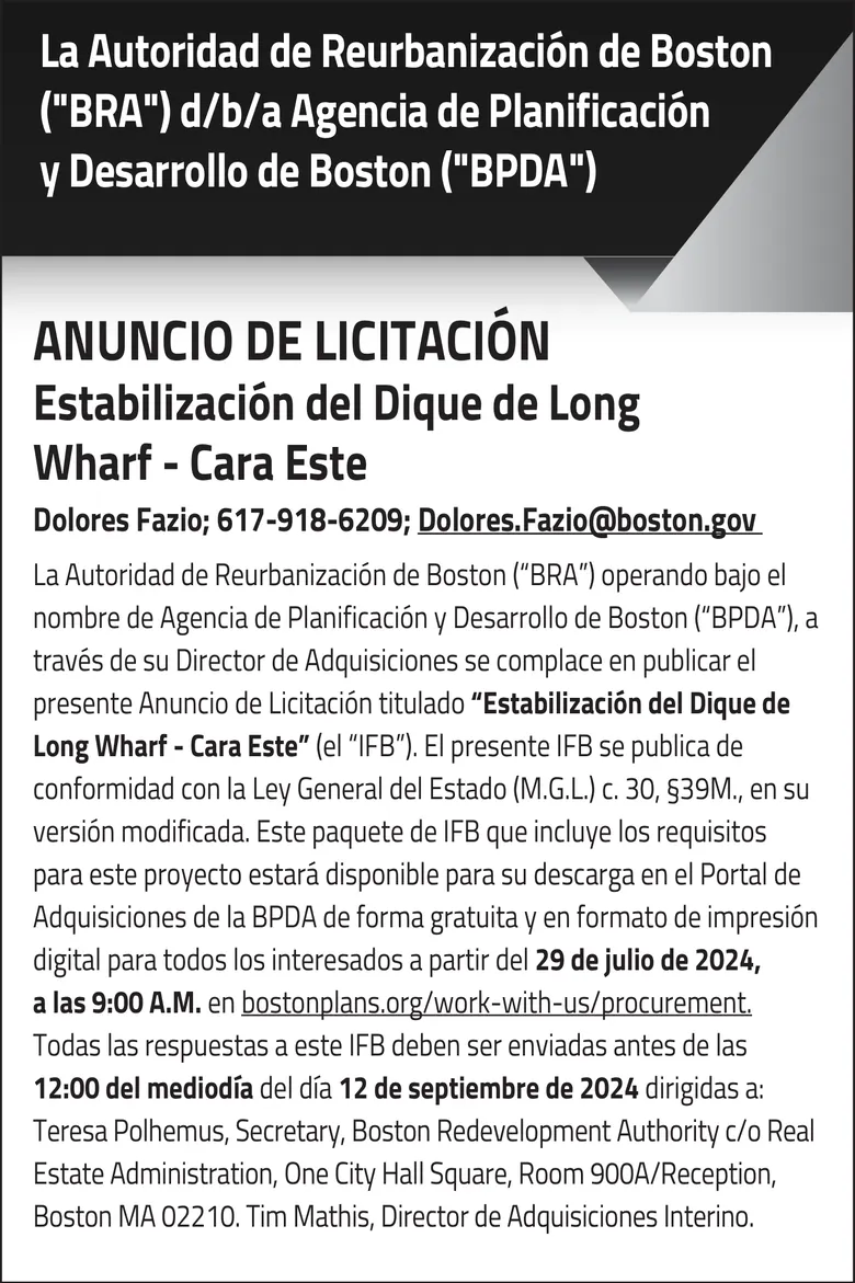 Estabilización del Dique de Long Wharf – Cara Este