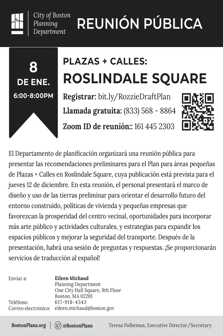 REUNIÓN PÚBLICA PLAZAS + CALLES: ROSLINDALE SQUARE