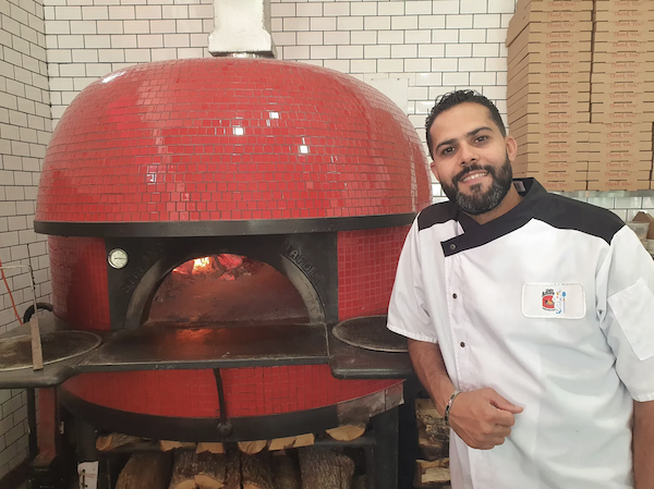 Pizza chef and oven