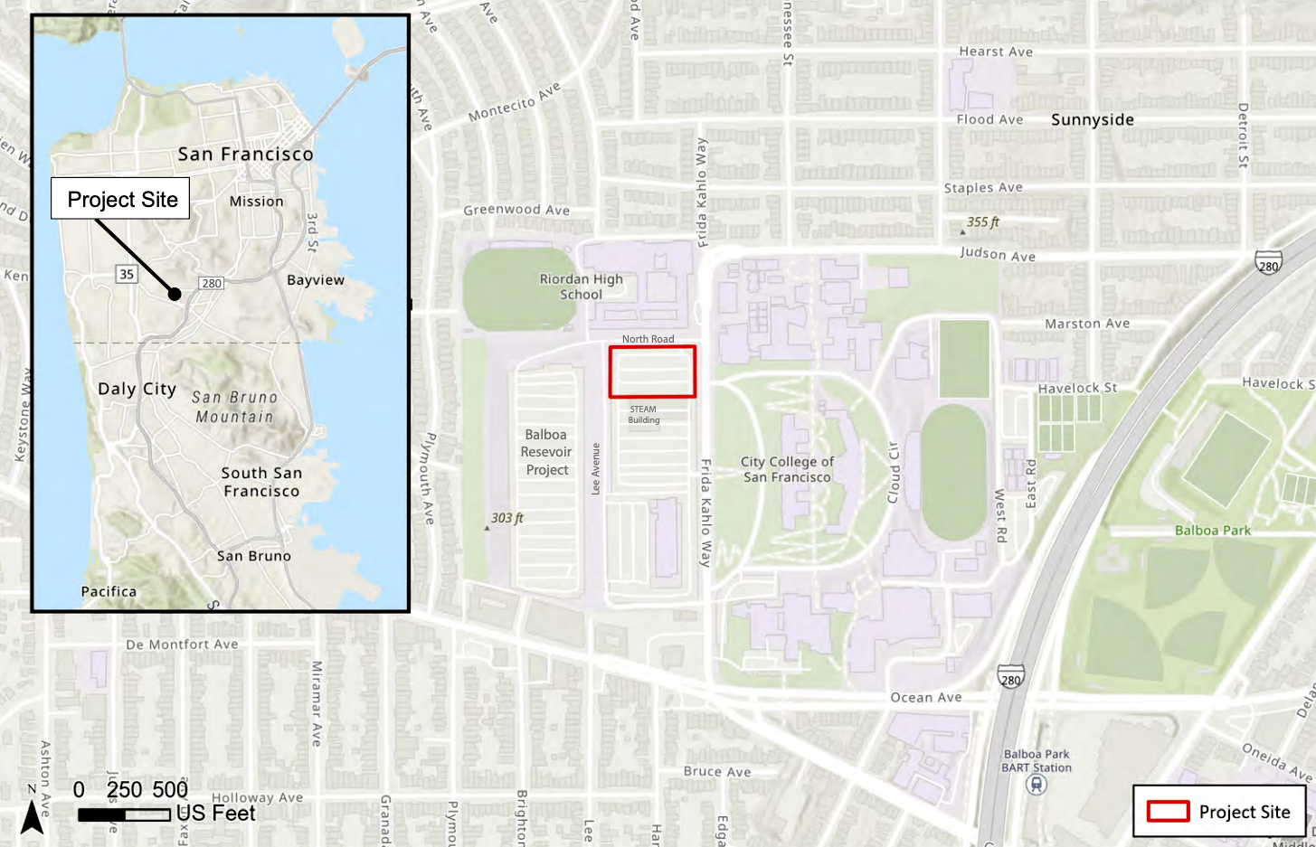 A map showing where the proposed garage will be built.