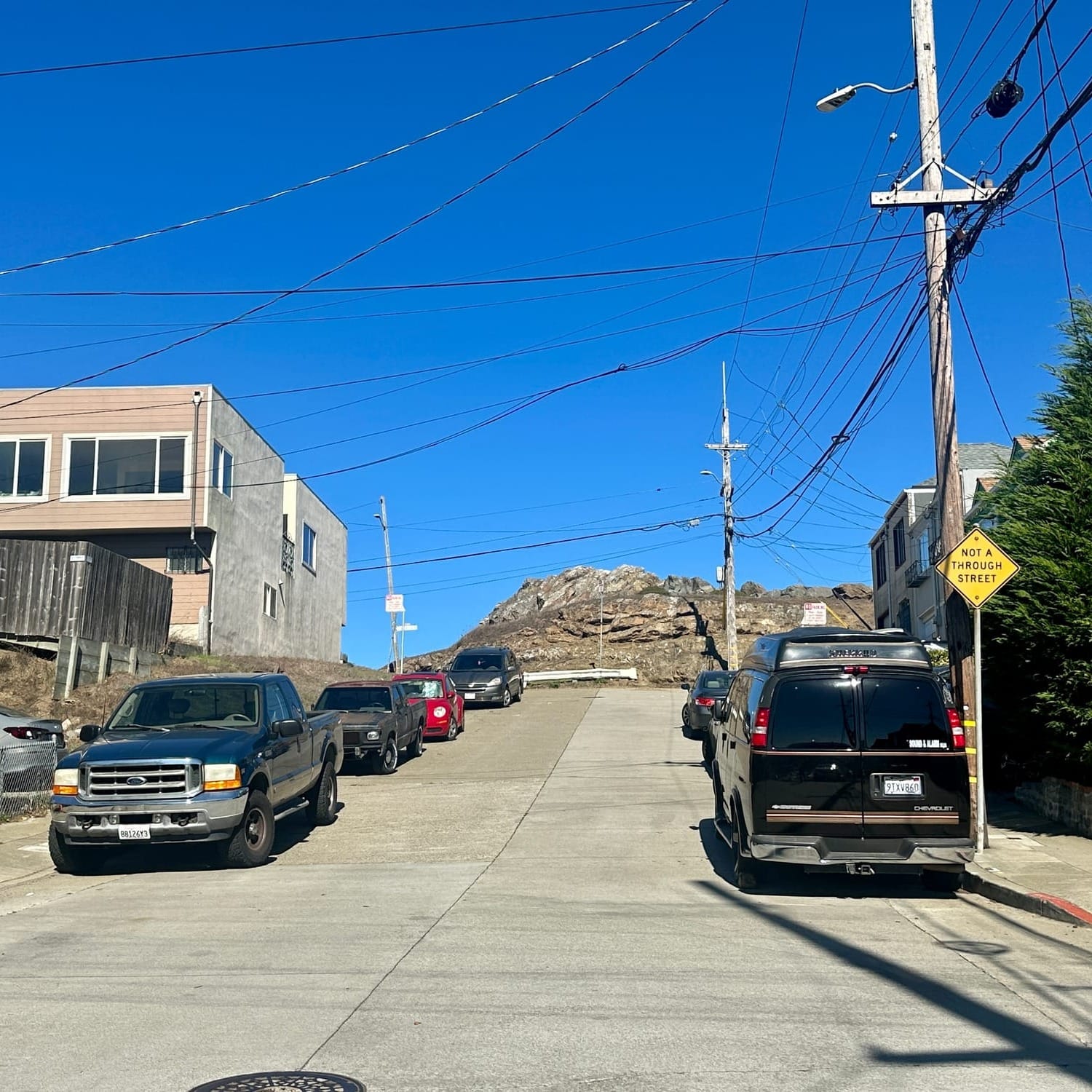 The rocky outcrop from below.