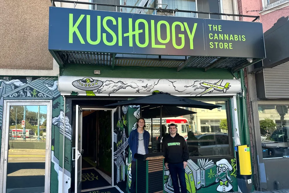 Storefront with staffers.