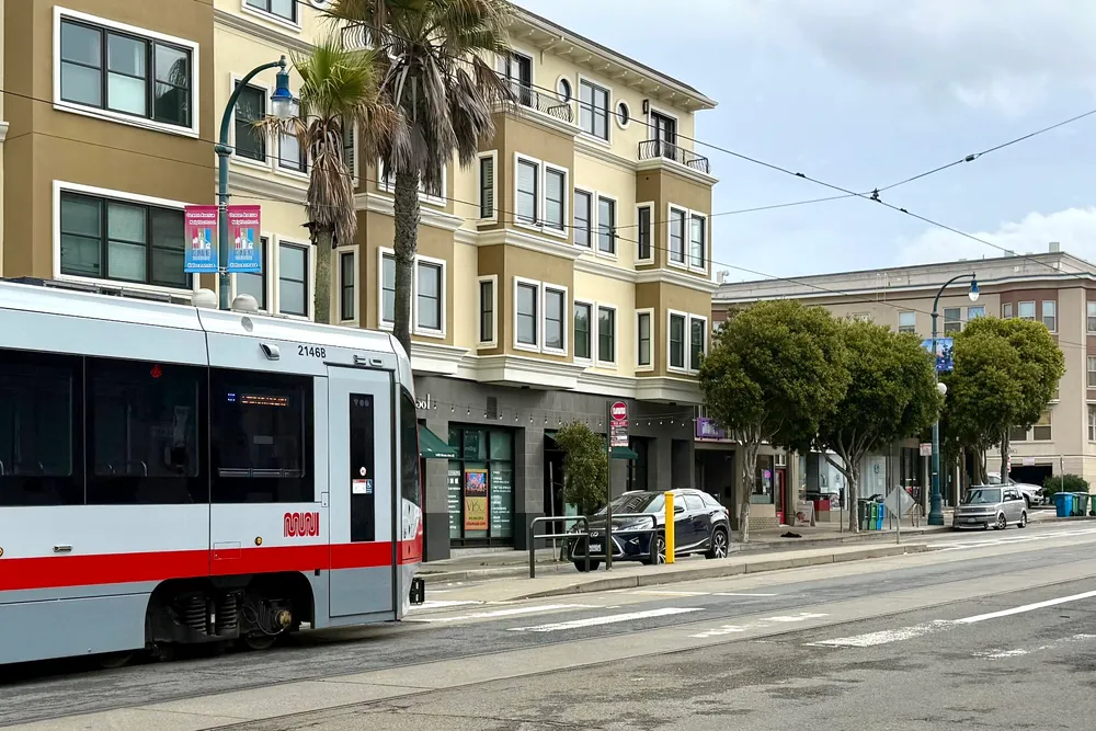 Streetcar boarding island.