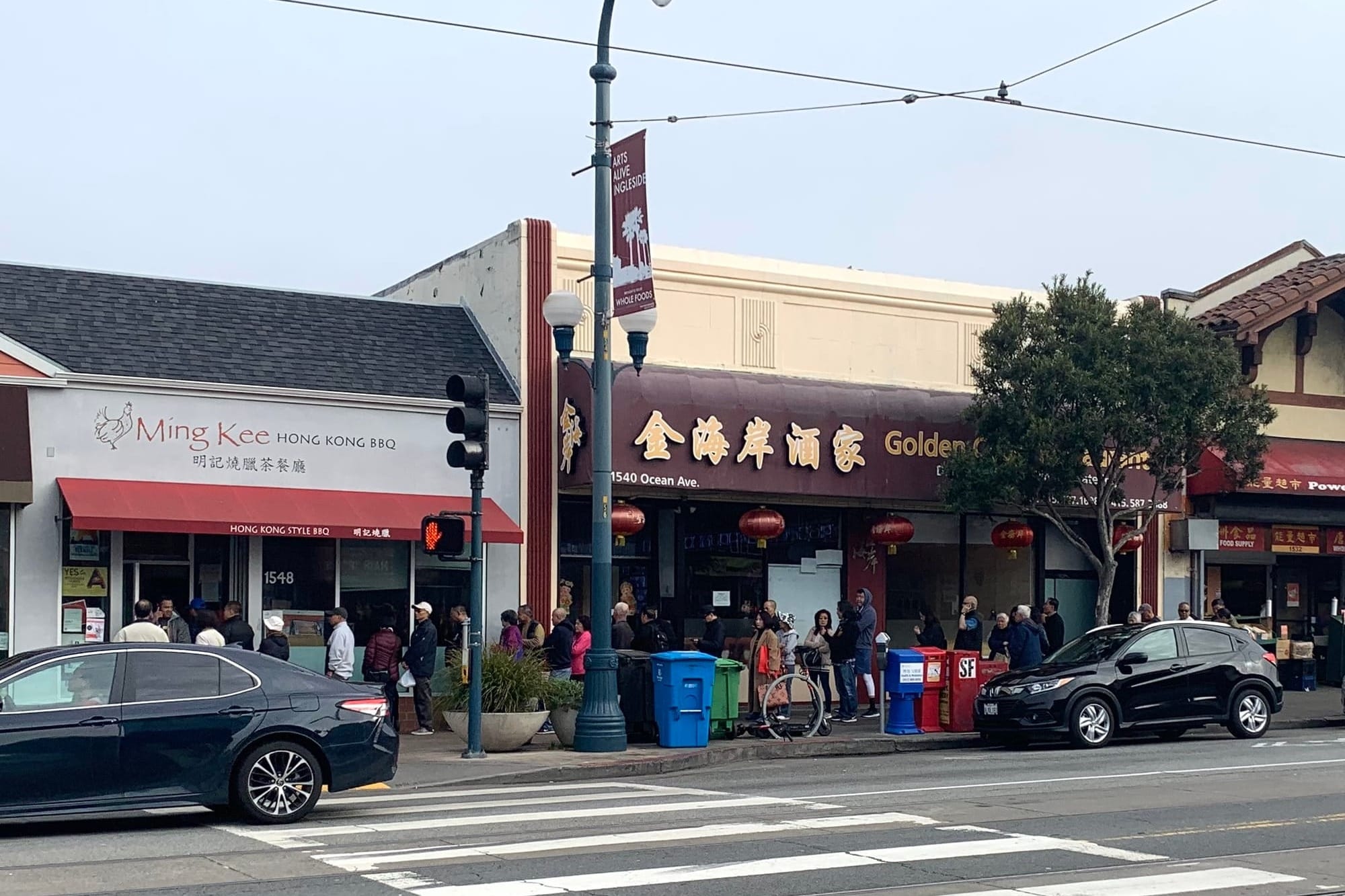 Customers in a long line.