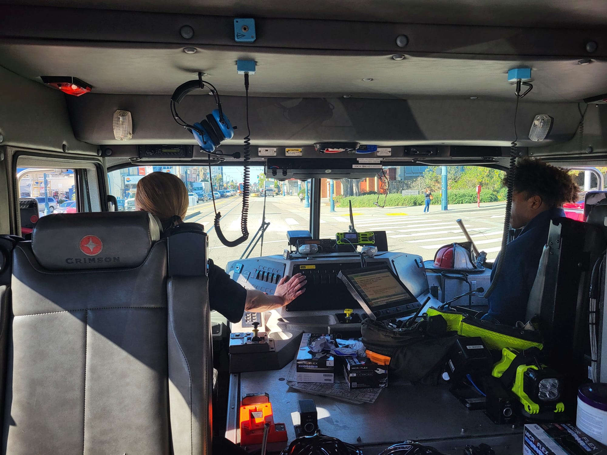 Firefighters drive.