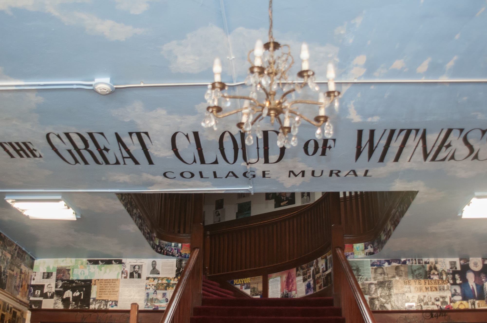 The collage reads "The Gread Cloud of Witnesses Collage Mural."