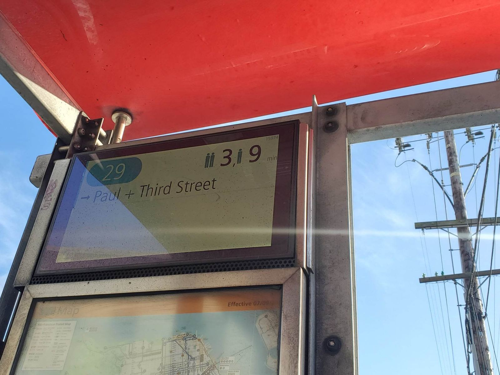 A bus shelter.