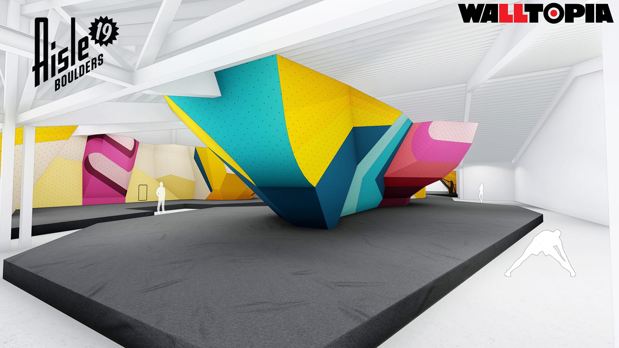 A rendering of a climbing wall.
