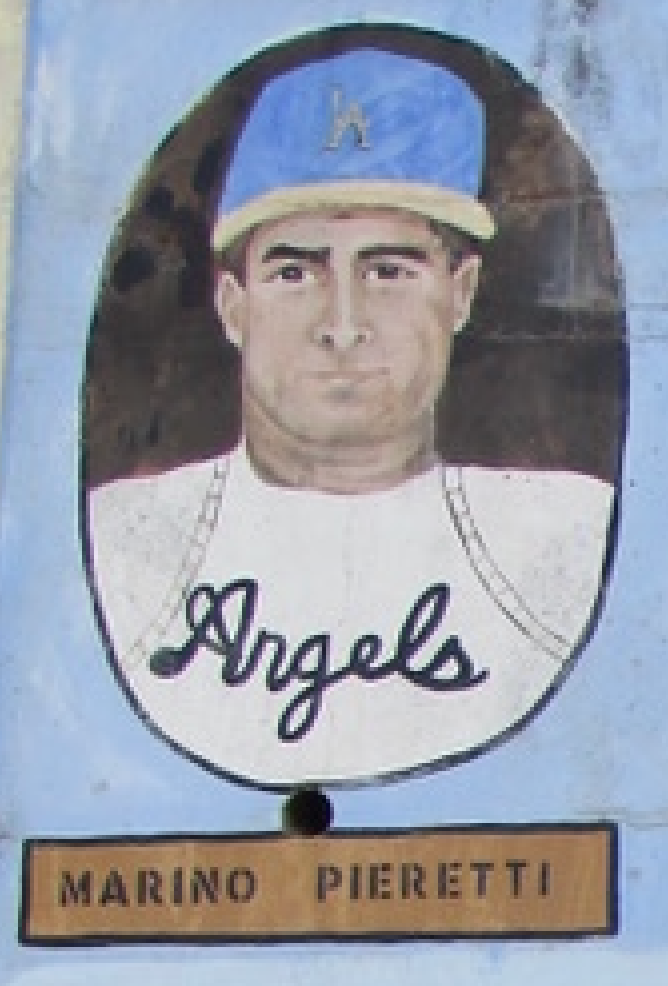 Mural of baseball player.