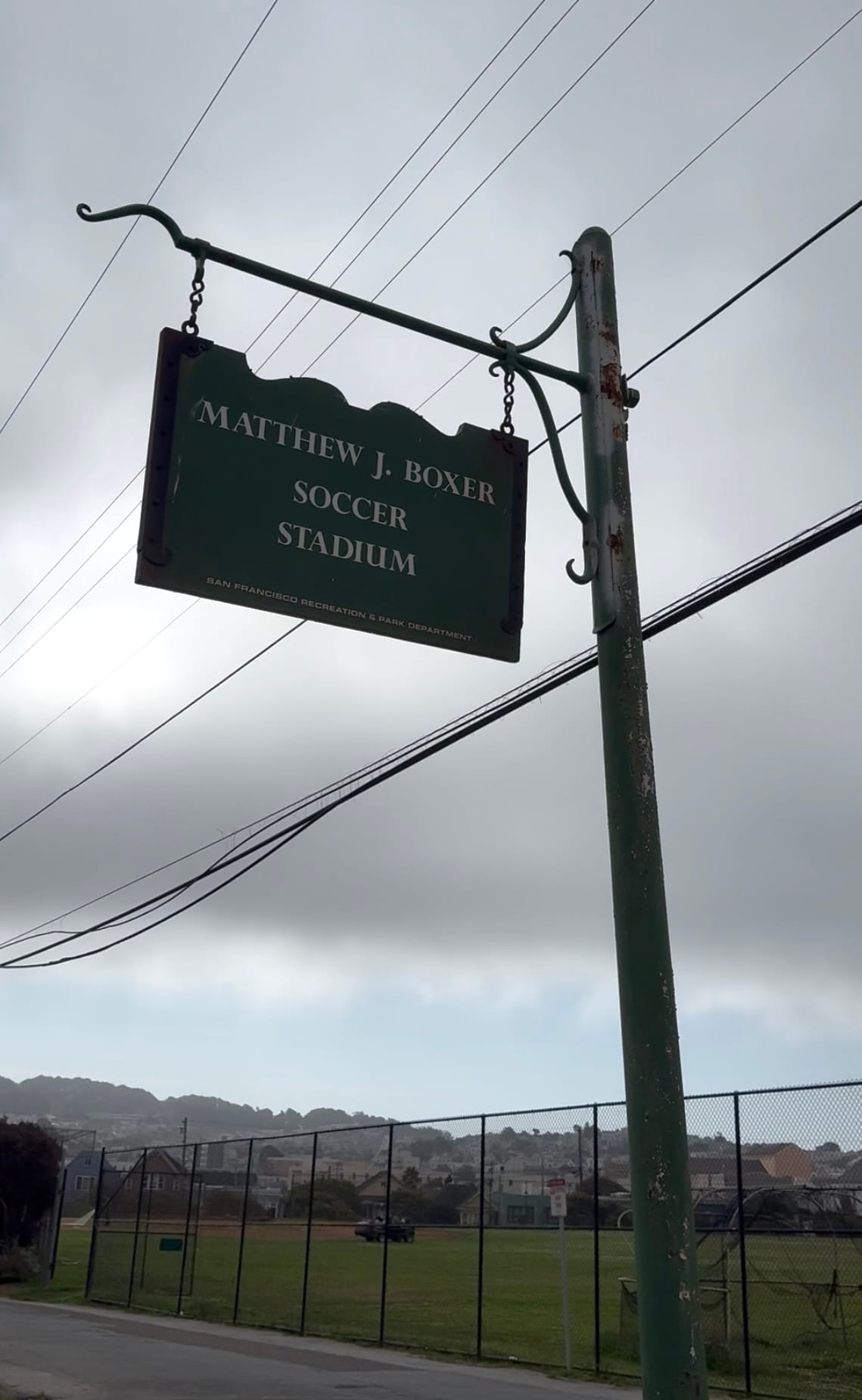 A sign for boxer stadium.