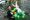Woman holding a balloon Easter bunny