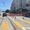 A construction zone in the middle of the street.