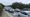 Vehicles on an off-ramp.