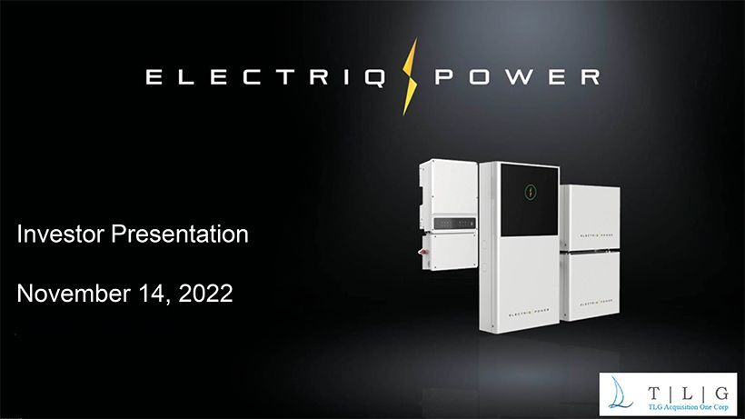 Electriq Power (ELIQ) via TLG Acq One (TLGA) deck