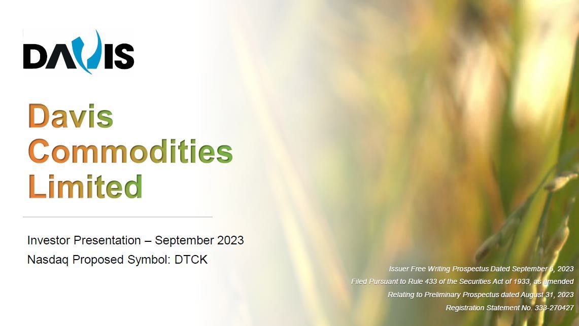 Davis Commodities (DTCK) IPO deck