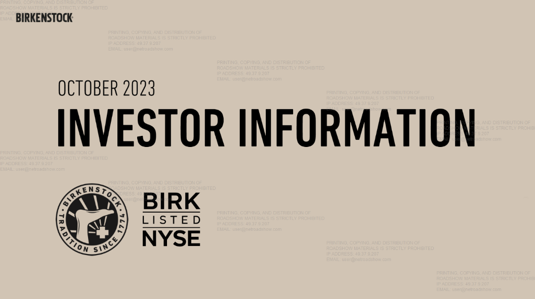 Birkenstock Holding (BIRK) IPO deck