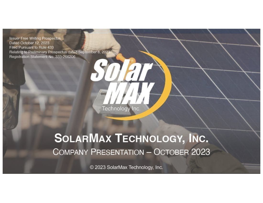 SolarMax Technology (SMXT) IPO deck