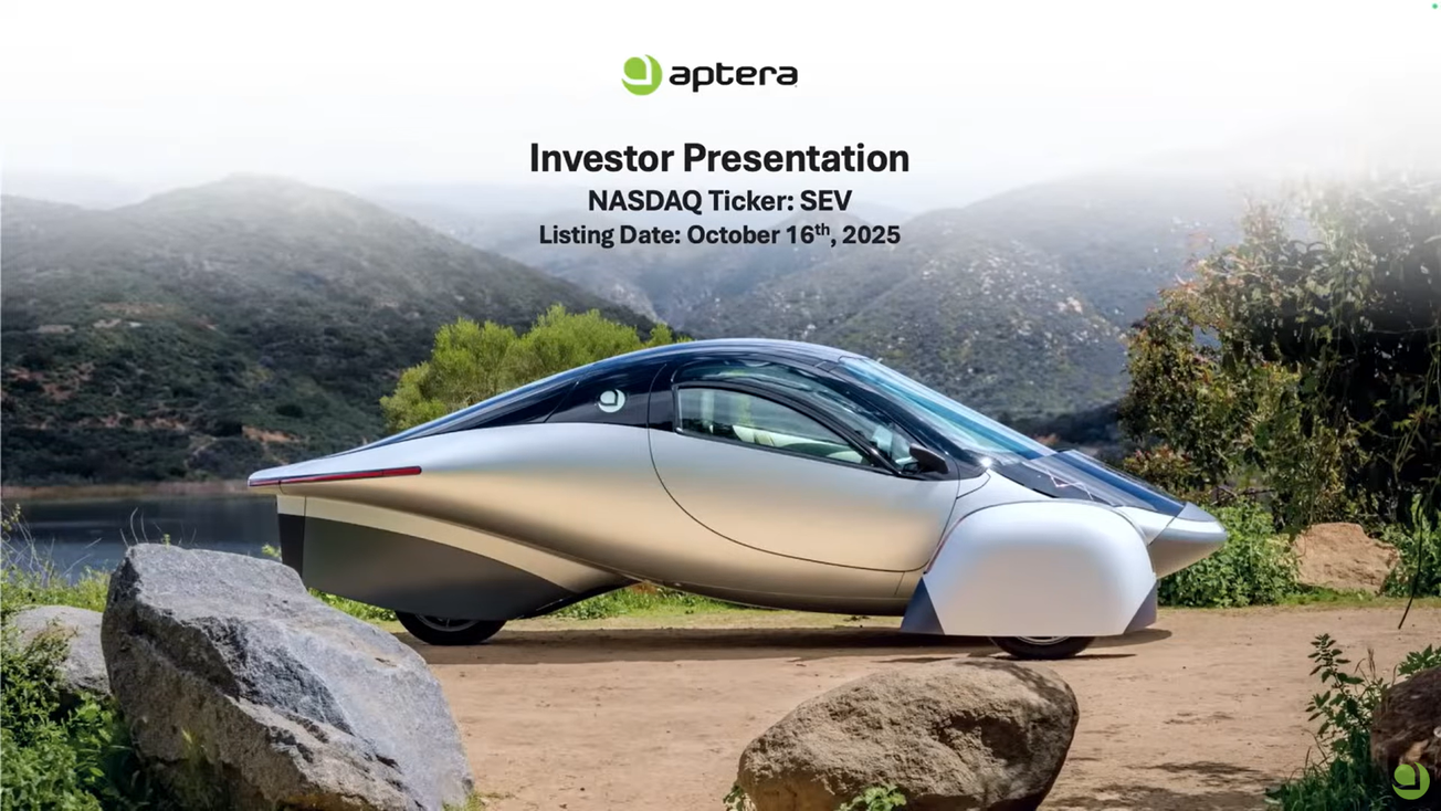 Aptera Motors (SEV) IPO deck