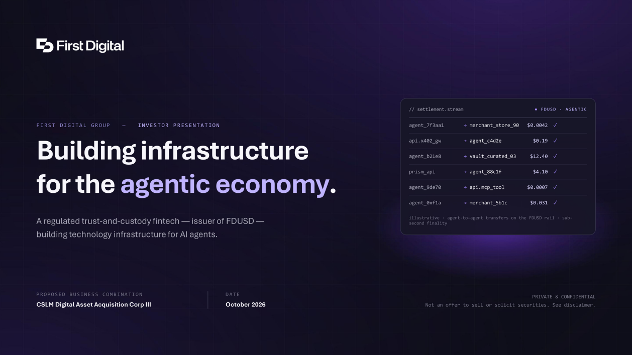First Digital Group via CSLM Digital Asset Acq III (KOYN) deck