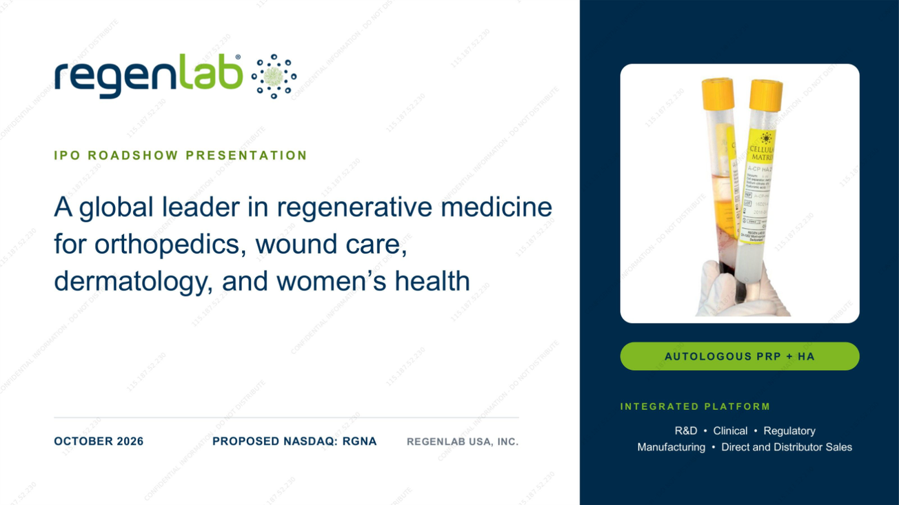 RegenLab USA (RGNA) IPO deck