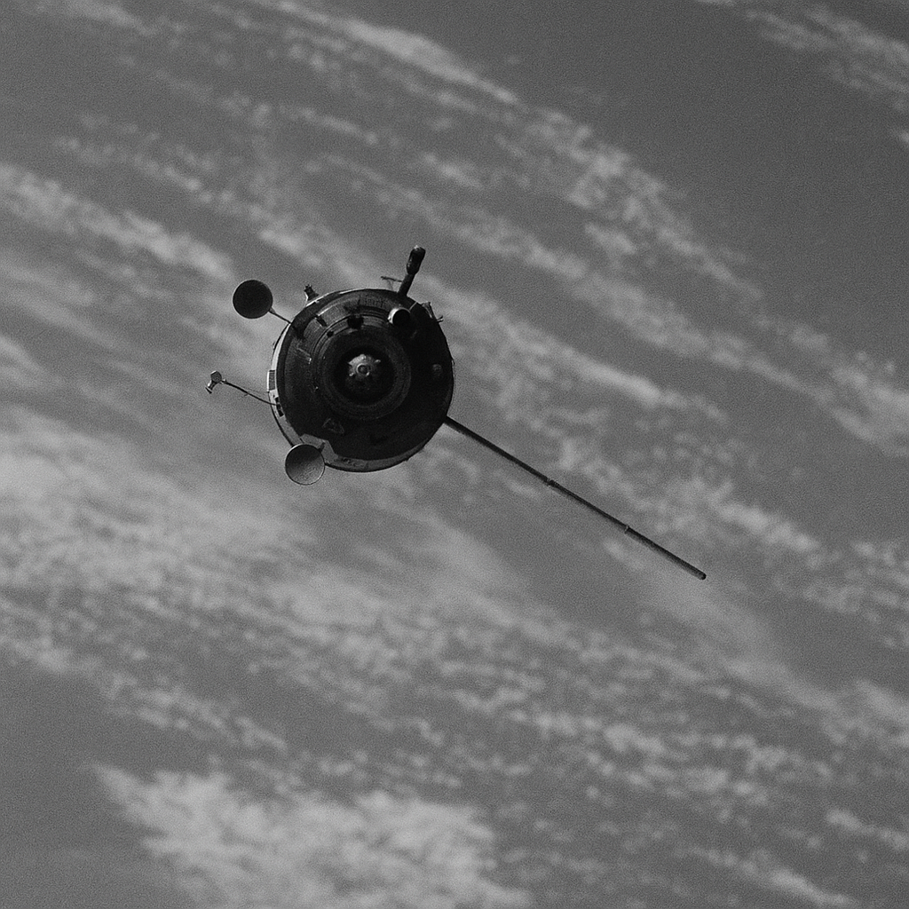 An orbiting satellite with Earth in the background.