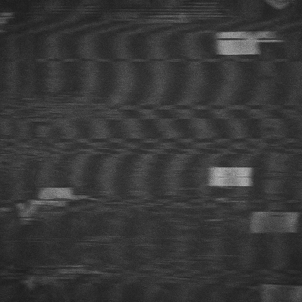 Glitchy television screen with static blocks.