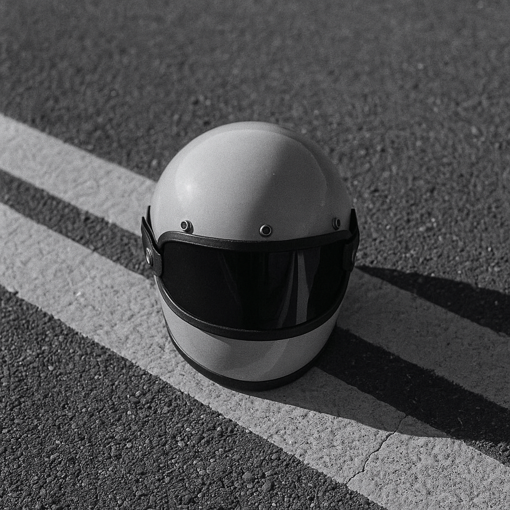 white helmet on grey concrete pavement