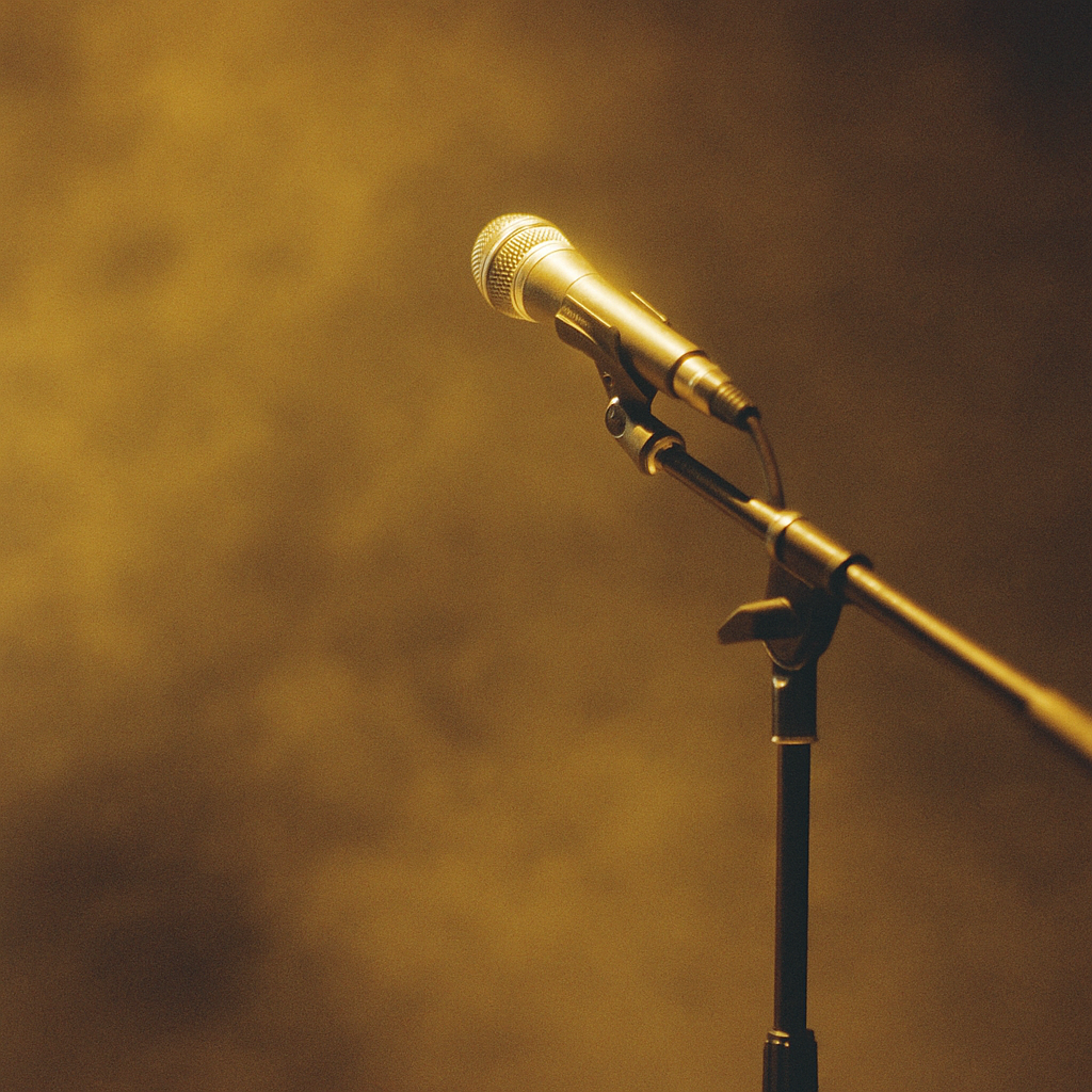 a microphone on an empty stage