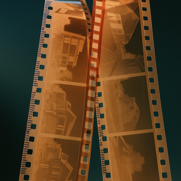 Strips of analog film negatives, side by side.