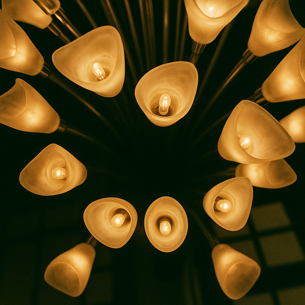 glass lamps seen from underneath