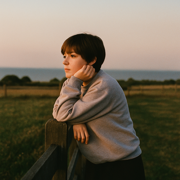 woman leaning on fence