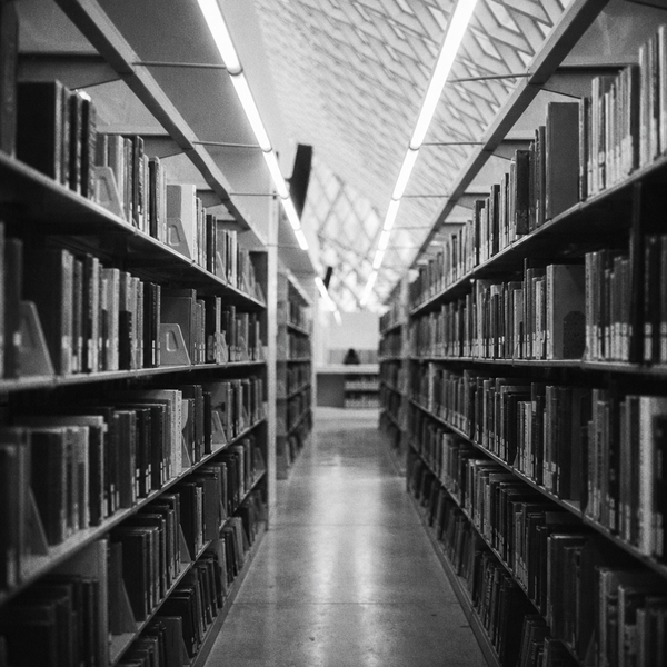 brown wooden book shelves in library