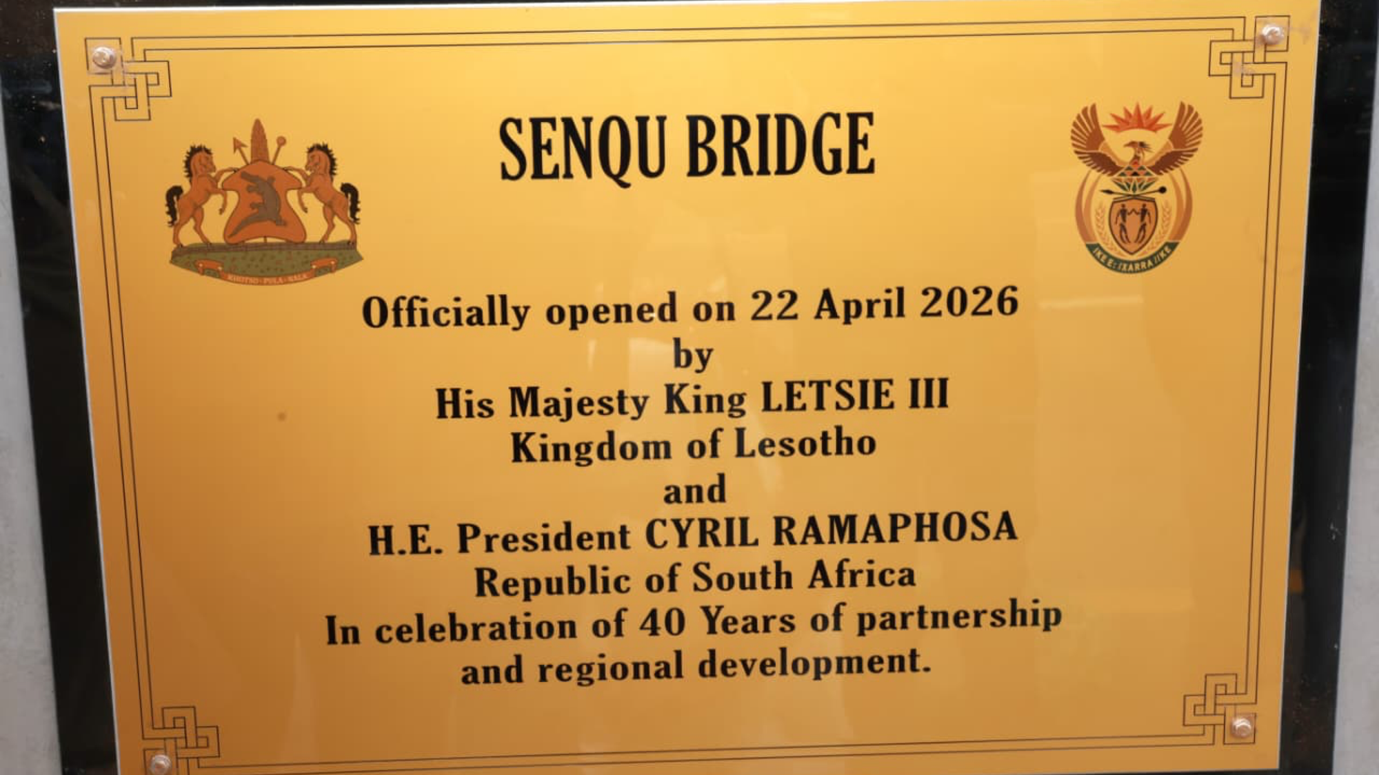 Senqu Bridge Boosts SA-Lesotho Water and Trade