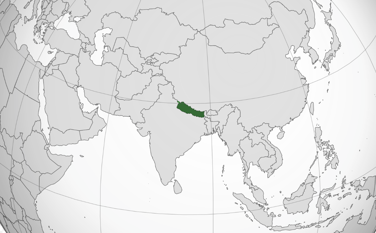 A map showing Nepal