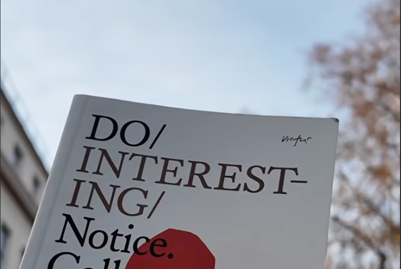 A cropped shot of the cover of the book 'Do Interesting'