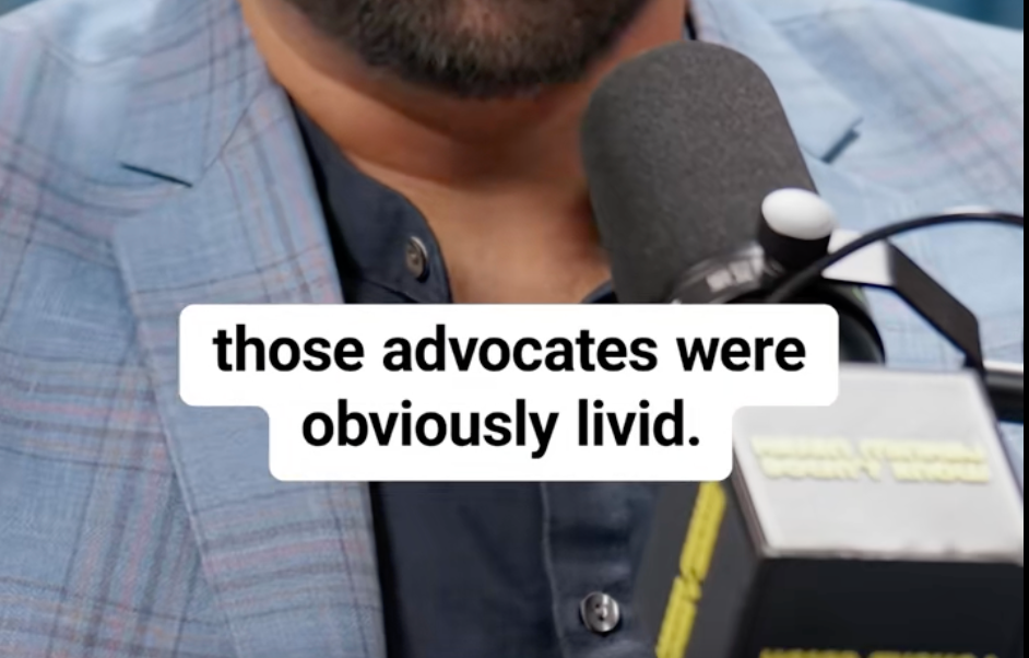 A screengrab of a tiktok with the words "those advocates were obviously livid"