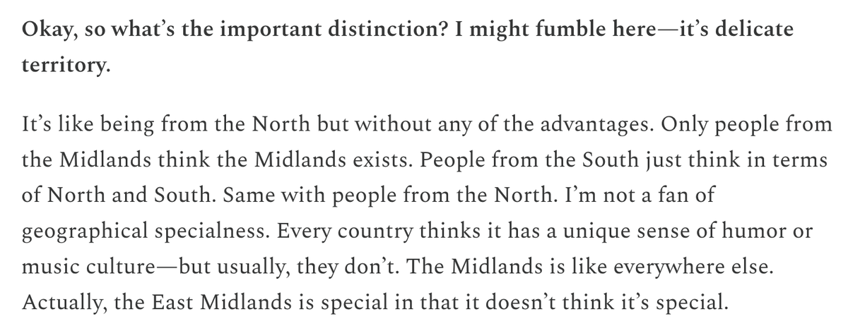 Text about the East Midlands
