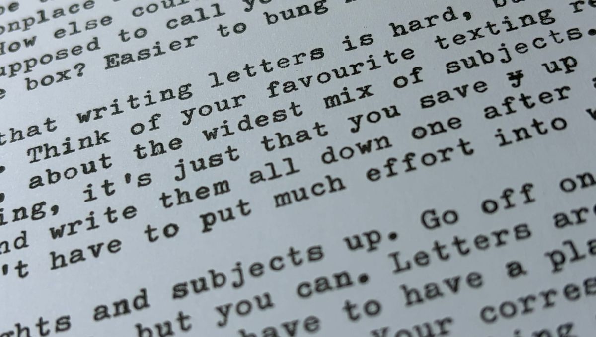 Typewritten text shown in close up