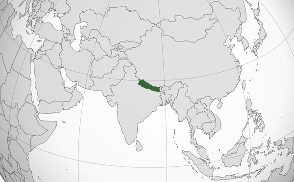 A map showing Nepal