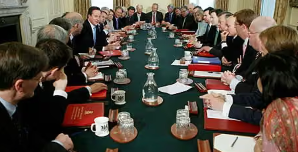 A meeting of David Cameron's cabinet