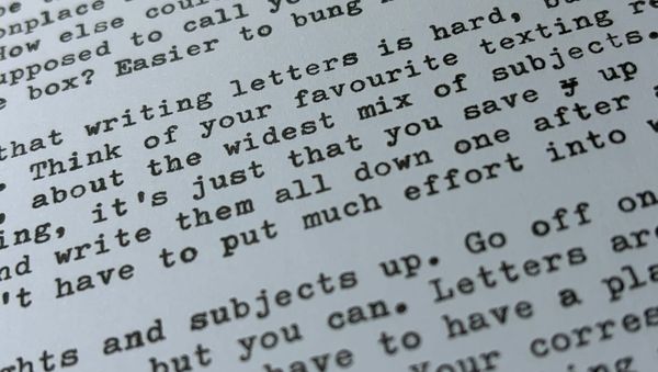 Typewritten text shown in close up