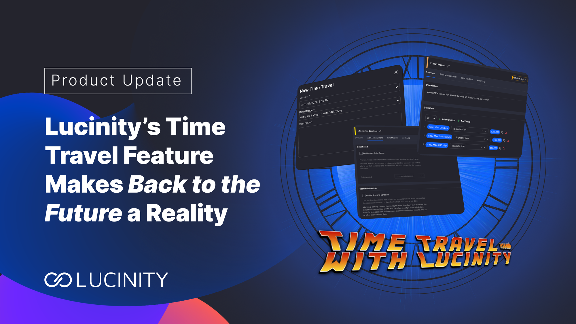 Lucinity Transaction Monitoring Scenario Builder Time Travel