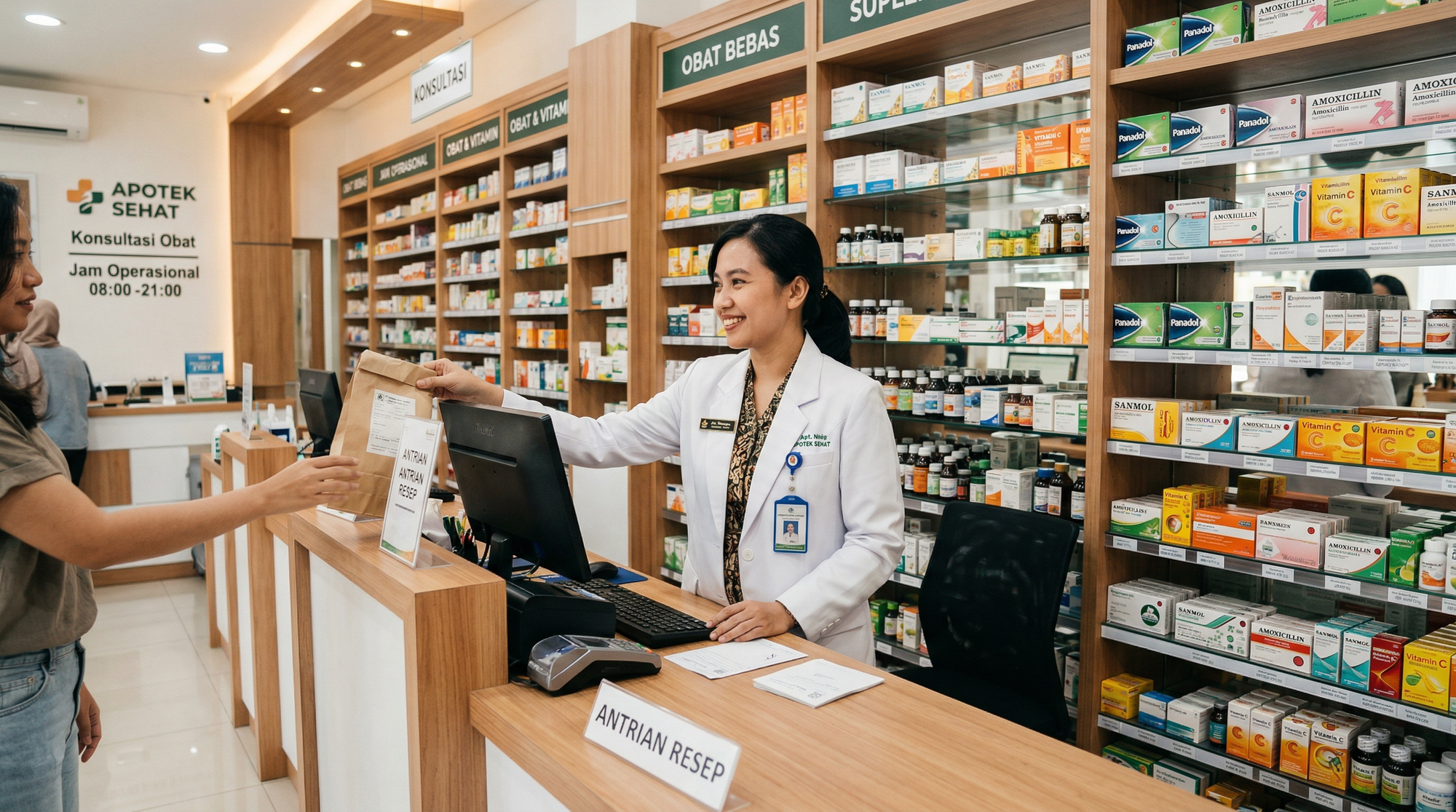 Apotek Indonesia modern dengan apoteker menyediakan obat GLP-1 yang disetujui BPOM