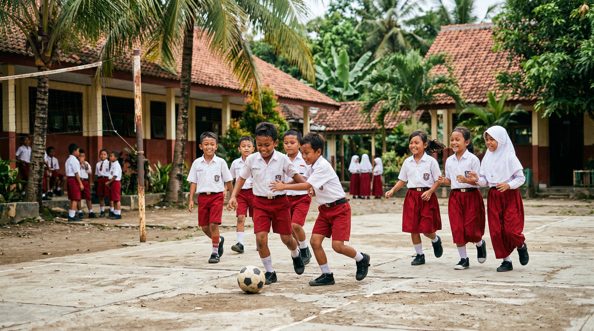 Anak-anak sekolah Indonesia berolahraga - pentingnya pencegahan obesitas sejak dini